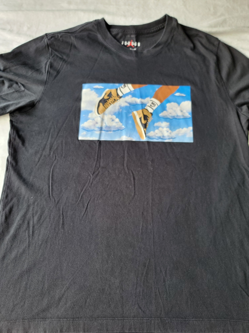 Jordan Black Short Sleeve Graphic Tee with Blue Sky Print